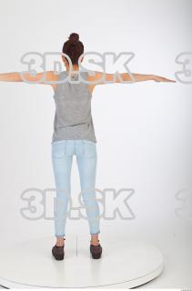 Whole body blue jeans gray T-pose woman singlet of Molly…